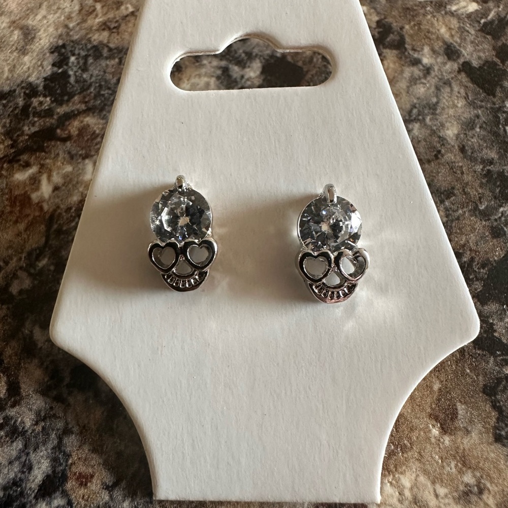 Betsey Johnson Silver Skull Heart Earrings Women's Silver Size OS
